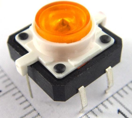 Actual product image Play-Zone Circuit board switch 12 x 12 X 7 mm with LED Orange