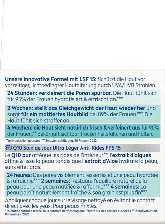 Voedingswaarden en ingrediënten NIVEA Q10 Power Anti-Rimpel Lichte Dagcrème SPF15 Crème (50 ml, Dagcrème, SPF 15)