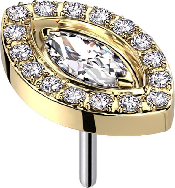 Immagine prodotto Star Piercing Threadless ovale placcato oro con cristalli argento e cristallo ovale argento (Titanio G23, senza ottone)