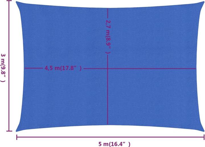 Image du produit VidaXL Sonnensegel 160 g/m² Rechteckig HDPE (3 x 5 m)