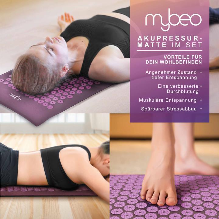 Actual product image Mybeo Acupressure mat with natural fibres, acupressure set 71 x 44cm, fascia set, cushion, mat & massage