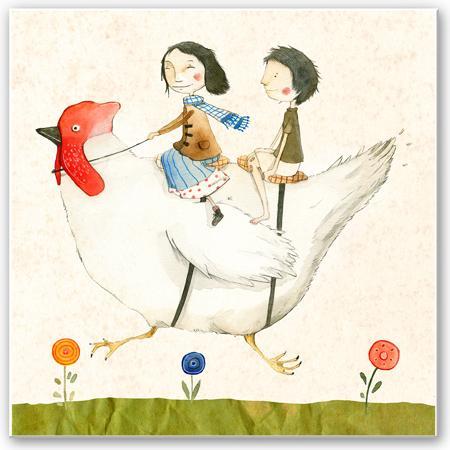 Actual product image Trenddeko Loske - chicken trip (40 x 40 cm)