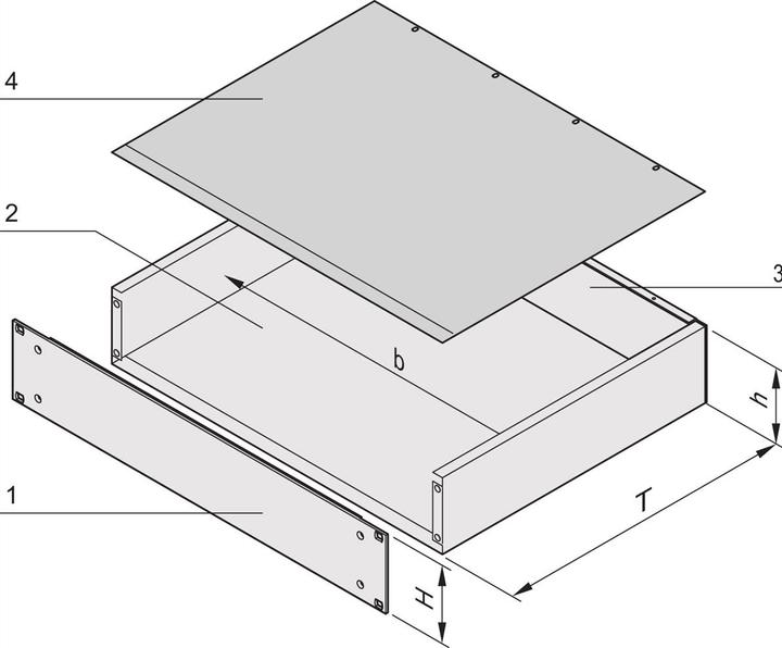 Actual product image Schroff 19" complete slide-in unit made of sheet steel, closed top and bottom panels -