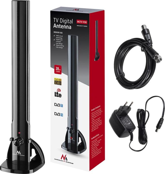 Produktbild Maclean MCTV-930 TV-Antenne Indoor (Zimmerantenne, 26 dB, DVB-S / -S2, DAB/ DAB+, DVB-T / -T2, LTE)