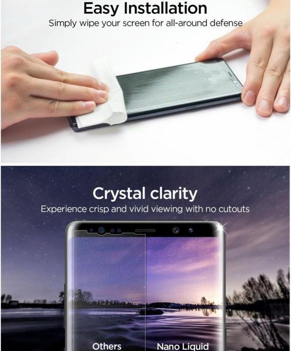 Actual product image Spigen Glass.tR Nano Liquid (1 Piece, Samsung Galaxy S9, Samsung Galaxy S9+)