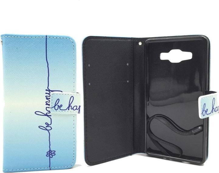 Produktbild König Design Schutz Hülle für Samsung Galaxy A5 Be Happy Blau Tasche Cover + 1 Panzer Schutz Glas Neu (Samsung Galaxy J5 (2015))