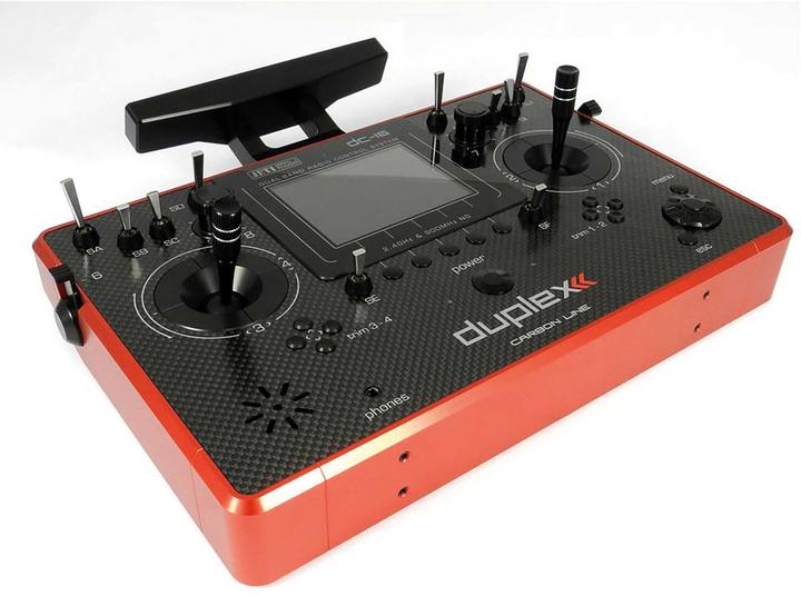 Actual product image Jeti DC-16 II. 2.4EX DUPLEX CARBON LINE RED PU LTSENDER MULTIMODE 2.4Ghz REMOTE CONTROL