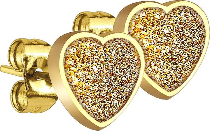 Star Piercing Ohrstecker Glitterherz vergoldet (ohne Messing, Chirurgenstahl 316L)