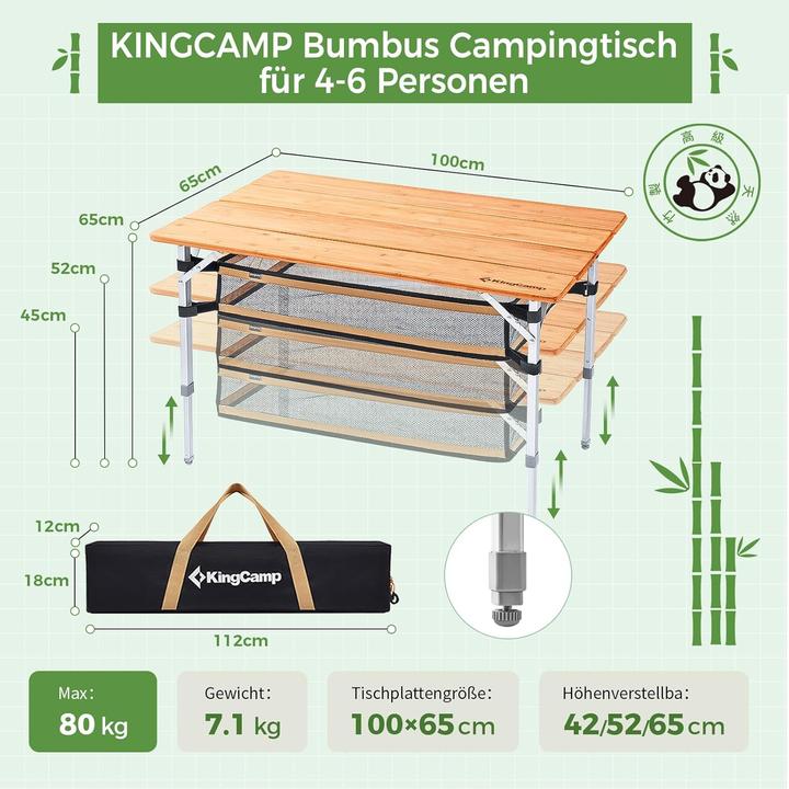 Produktbild Kingcamp Höhenverstellbarer Klapptisch