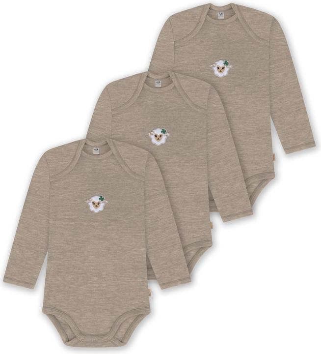 Actual product image Normani 3-pack baby merino bodysuit long sleeve "Auckland" - 9379 (56)
