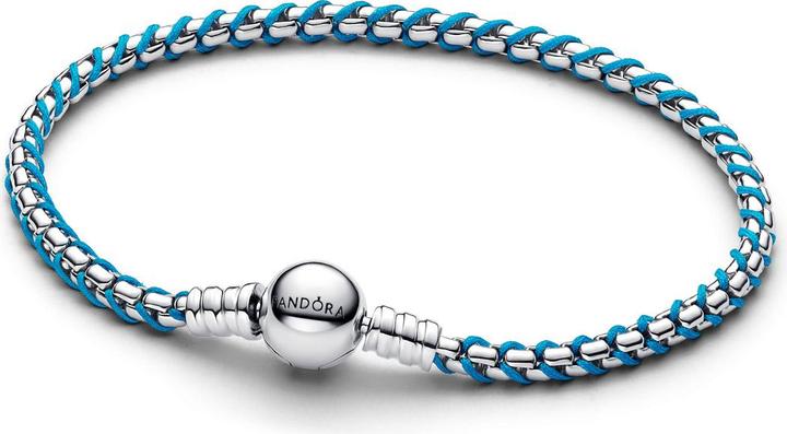 Produktbild Pandora Blaue Kordel Schlangen Gliederarmband (21 cm, Silber 925, Textil)