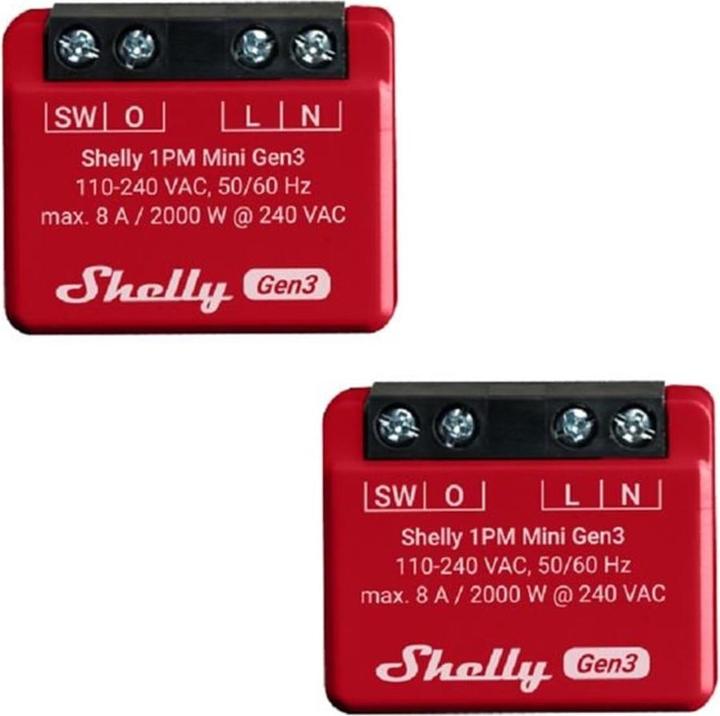Productafbeelding Shelly 1PM Mini Gen3 x2 (Schakelaandrijving)