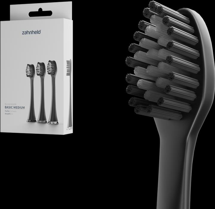 Produktbild Zahnheld Bürstenkopf Basic Medium 3x Schwarz (3 x)