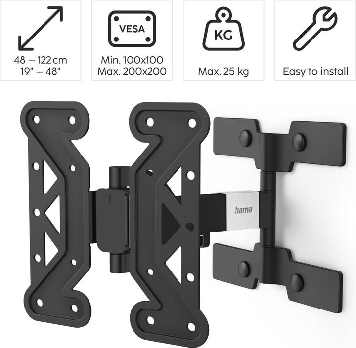 Productafbeelding Hama FULLMOTION "Ultraslim" - Beugel - voor TV (Easy-Fix) (Muur, 48.03", 25 kg)