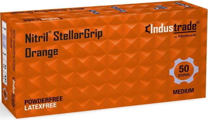 Produktbild Meditrade Industrade® unisex Einmalhandschuhe Nitril® StellarGrip Orange orange Grösse M 50 St. (M)