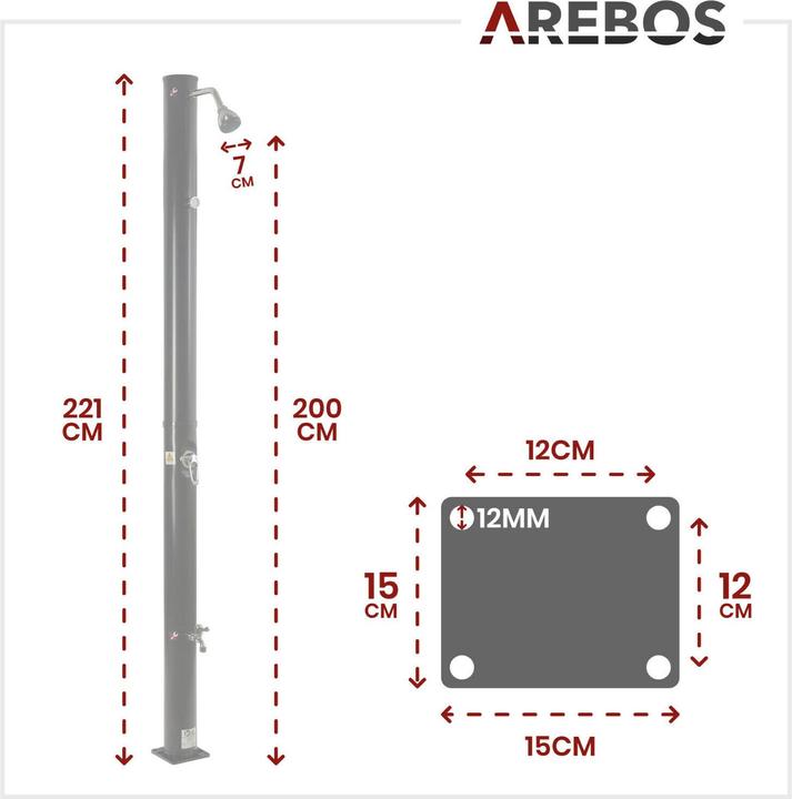 Actual product image Arebos Solar shower