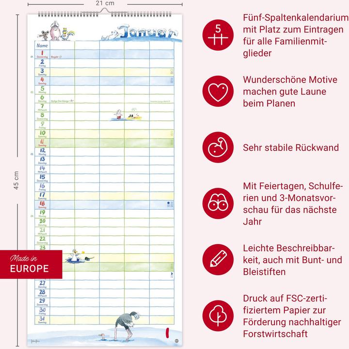 Produktbild Heye Familienplaner (21 x 45 cm, Harter Einband, Deutsch)