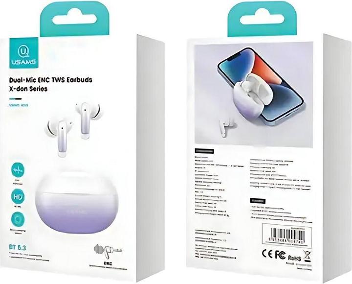 Actual product image Usams US-XD19 Dual-mic ENC TWS Earbuds --X-don Series BT5.3 (6 h, Wireless)