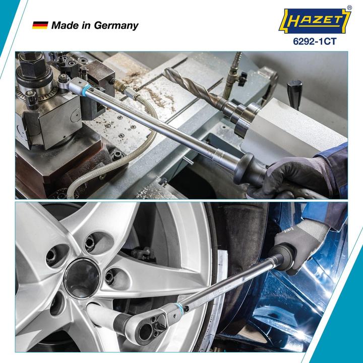 Actual product image HAZET Torque wrench 6292-1CT ∙ Nm min-max: 40 - 200 Nm ∙ Tolerance: 2% ∙ Insert square 14 x 18 mm (40 Nm, 200 Nm)