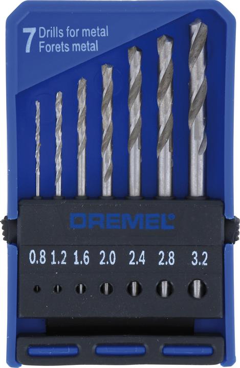 Produktbild Dremel Präzisions-Bohrersatz Ø 0,8 / 1,2 / 1,6 / 2,0 / 2,4 / 2,8 / 3,2 mm (7 Stück) (0.8, 1.60, 2.0, 1.2 mm, 2.8 mm, 3.2 mm, 2.4 mm)