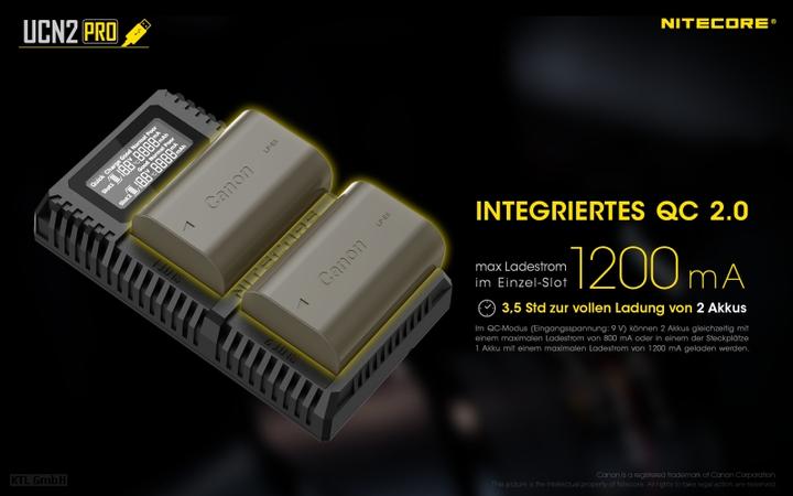 Produktbild Nitecore UCN2 PRO - für Canon Cameras (Kamera Akku Ladegerät)