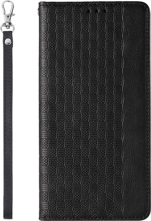 Produktbild Hurtel Magnet Strap Case für iPhone 12 Pro Max Tasche Wallet + Mini Lanyard Pendant Schwarz (Apple iPhone 12 Pro Max)