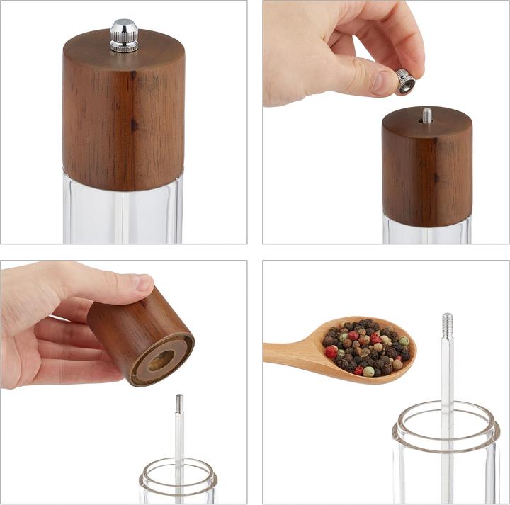 Actual product image Relaxdays 6-piece spice mill set (Various spices, Herbs, Pepper, Salt)