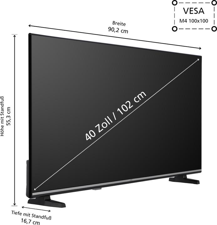 Actual product image JVC Fernseher 40 Zoll Smart TV VIDAA LT-40VDF5455 - Full HD Fernseher, HDR TV mit Triple-Tuner (40", LED, Full HD, 2025)