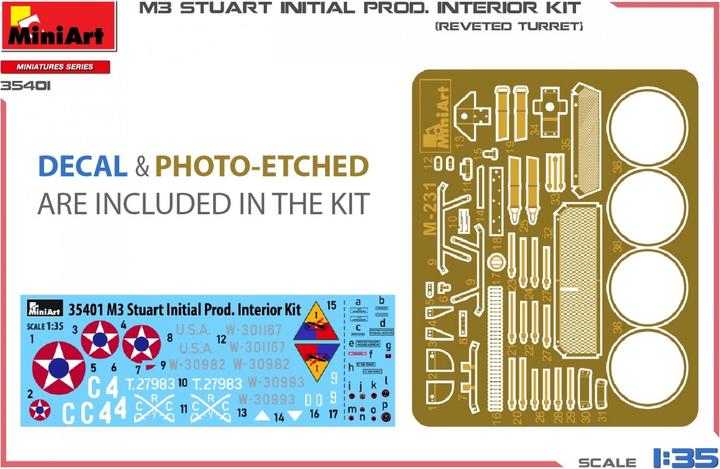 Energy Label Miniart 1:35 - M3 Stuart Initial Prod, Interior Kit