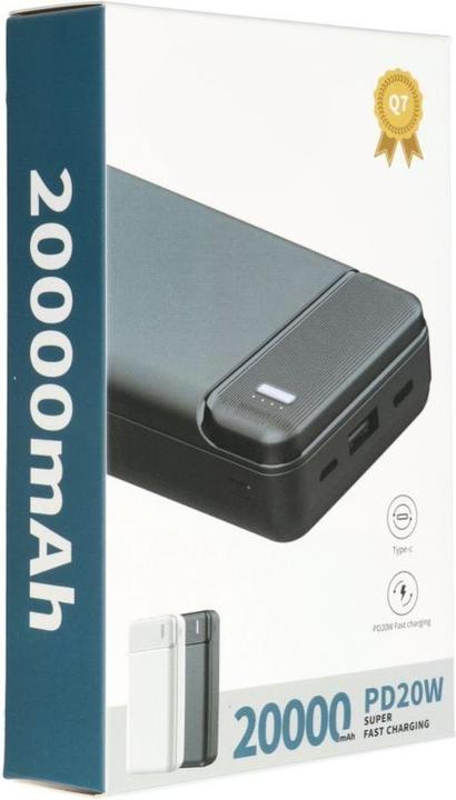 Produktbild Puridea Power bank powerbank 20000 mAh PD QC3.0 3A 20W Q7 black (20000 mAh, 20 Wh)