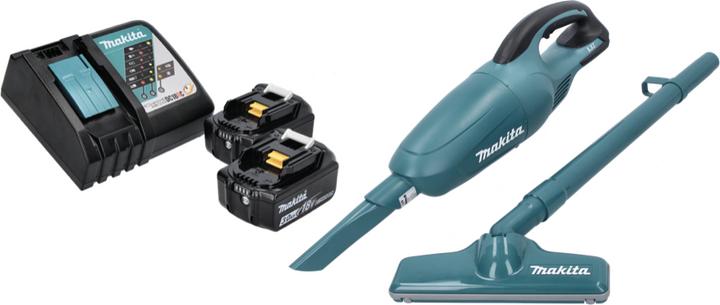 Produktbild Makita DCL 180 18V Li-Ion Akku Staubsauger grün inkl. Düsen + 2x 3,0 Ah Akku + Schnellladegerät
