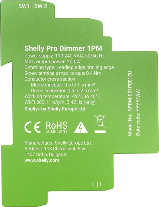 Valeurs nutritives et ingrédients Shelly Pro Dimmer 1PM