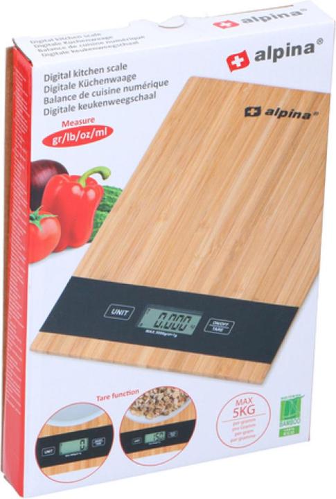 Produktbild Inda-Exclusiv Digitale Bambus Küchenwaage Lebensmittelwaage Feinwaage 5Kg