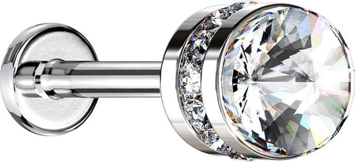 Immagine prodotto Star Piercing Micro Labret filo interno cilindro di cristallo argento argento (Ottone, Titanio G23)