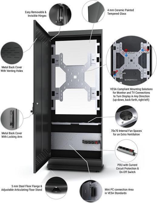 Produktbild DSS Indoor Stele Portrait, 75" Bildschirm, schwarz