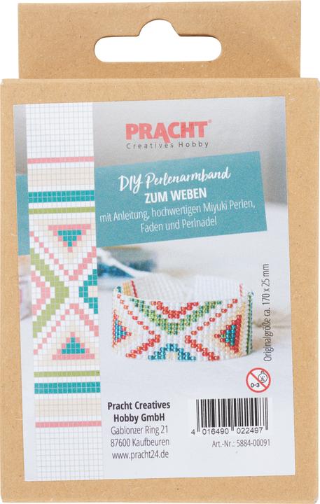 Produktbild Magni DIY Perlenarmband weben weiss/grün/orange 170x25mm