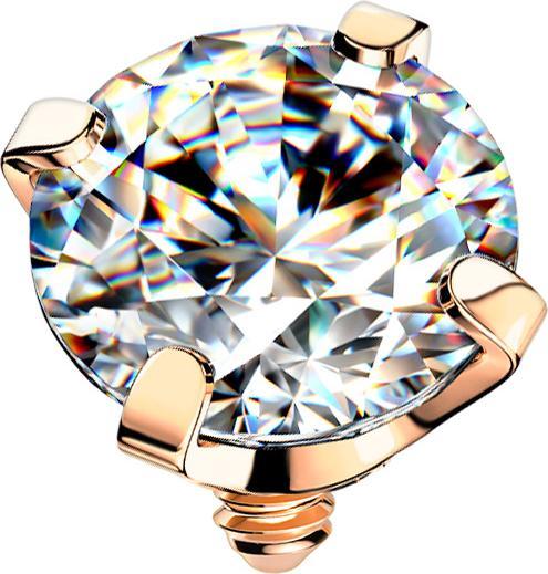 Star Piercing Dermal Anchor rosegold Kristall silber gefasst (ohne Messing, Chirurgenstahl 316L)