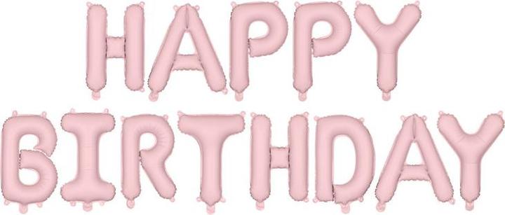 Produktbild Partydeco Guirlande de ballons "Joyeux Anniversaire" Rose pastel