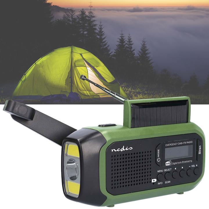 Actual product image Nedis Emergency radio | Portable version | DAB+ / FM | Battery-powered / Hand crank / Solar power (DAB+, FM)