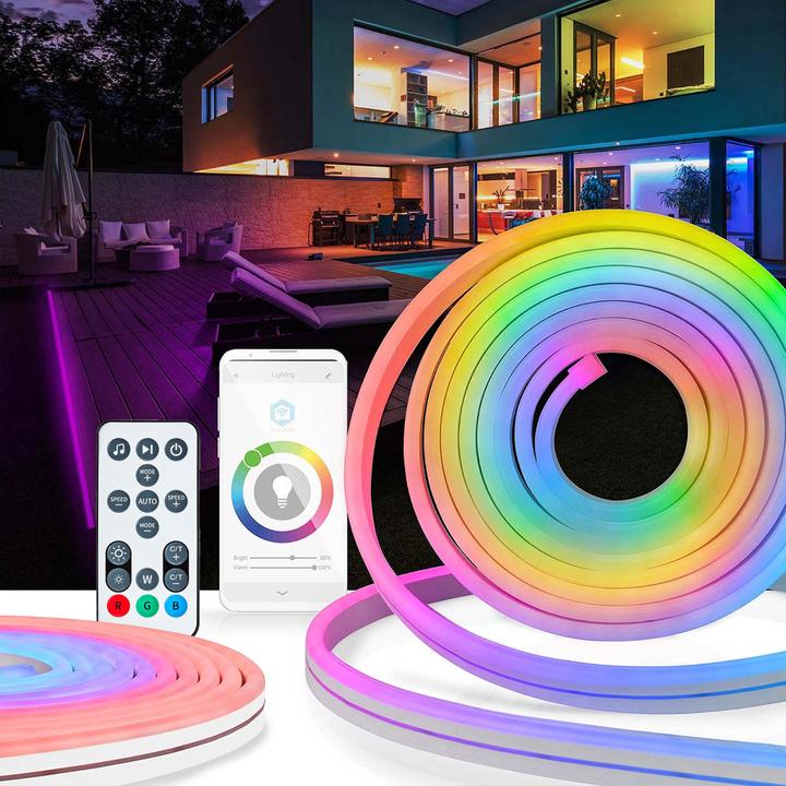 Image du produit Nedis WIFILN51CRGB Smart Full Color LED pásek Wi-Fi | Více barev | 5000 mm | IP65 | 960 lm, F (Multicolore, 500 cm, Intérieur, Extérieur)
