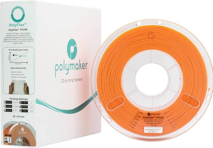 Produktbild Polymaker PD01006 PolyFlex TPU-95A Filament TPU flexibel 1.75 mm 750 g Orange 1 (TPU, 1.75 mm, 750 g, Orange)