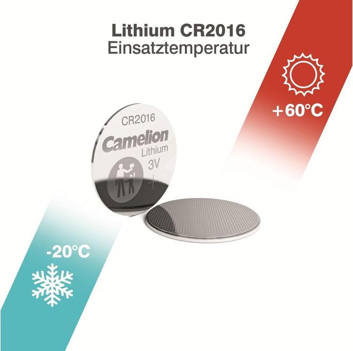 Immagine prodotto Camelion CR2016-BP1 - Batteria usa e getta - CR2016 - Litio - 3 V - 1 pezzo(i) - 55 x 3 x 190 (1 pz., CR2016, 75 mAh)
