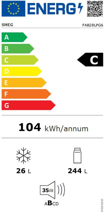 Label énergétique Smeg Style rétro FAB28LPG6 (270 l)