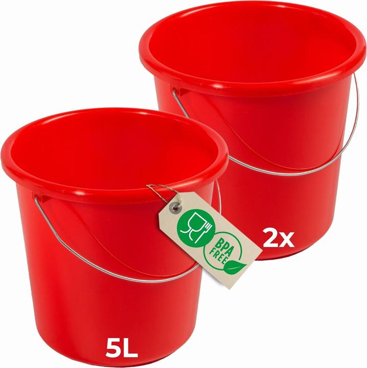 Actual product image Novaliv 2 Stück Eimer 10L Rot mit Masseinteilung - Putzeimer 10 Liter? 28,5 cm Praktischer Allrounde (2 pcs.)