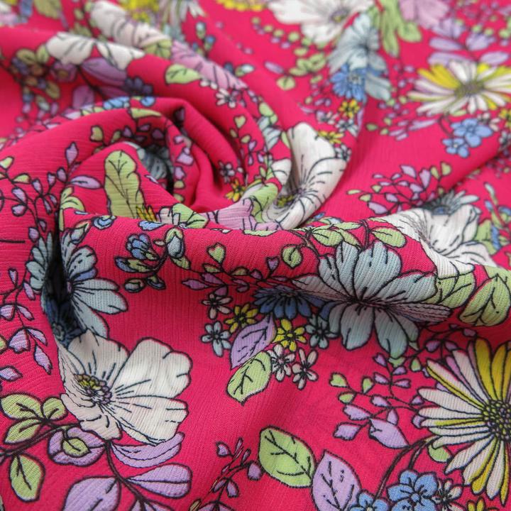 Produktbild Stoffrestposten Yoryu Chiffon - Blumen Pink