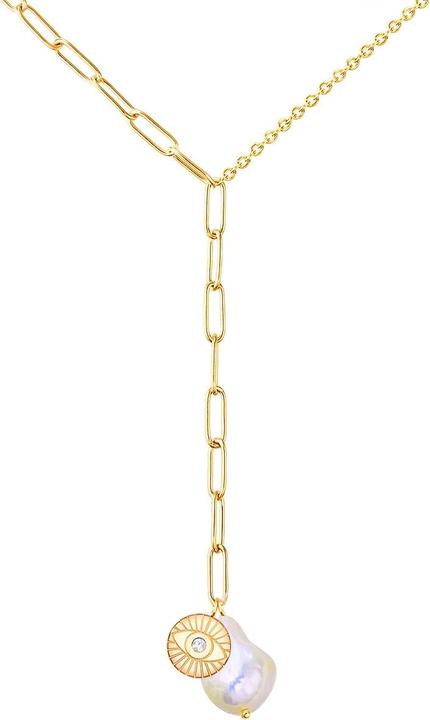 Lulu & Jane Damen Edelstahl Preciosa Süßwasser-Zuchtperle Gelbgold 40,0 cm Grundkette + 5,0 cm (Edelstahl, 40 - 45 cm)