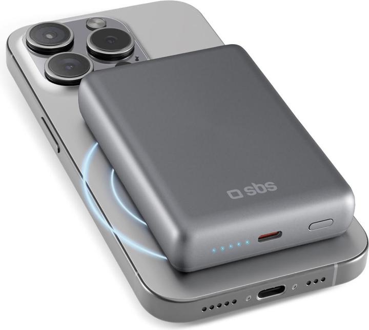 SBS Powerbank 10.000mAh PD 20W MagSafe 15W aluminium (10000 mAh, 20 W, 37 Wh)