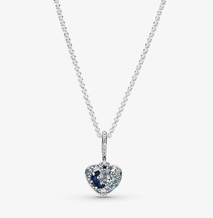 Immagine prodotto Pandora scintillante luna blu e collana a cuore di stelle (Argento 925, Pietra, 50 cm)