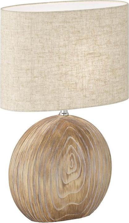 Image du produit Fischer & Honsel Honsel Lampe de table Tobse - couleur bois/abat-jour en lin couleur sable (50608) (E27)