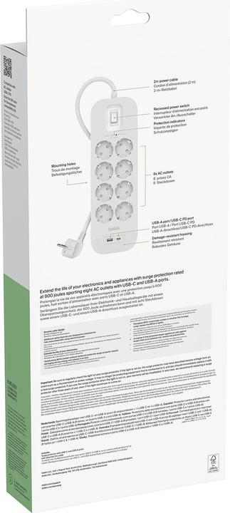 Produktbild Belkin Surgemaster Überspannungsschutz (8 x, 2 m)